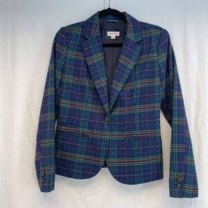 Merona Blazer Plaid Blue Green Women’s Size 4 – Like New